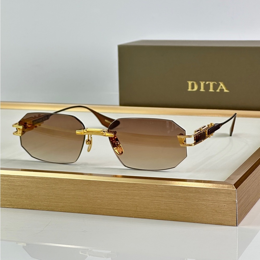 DITA Gold Frame Sunglasses with Brown Lenses